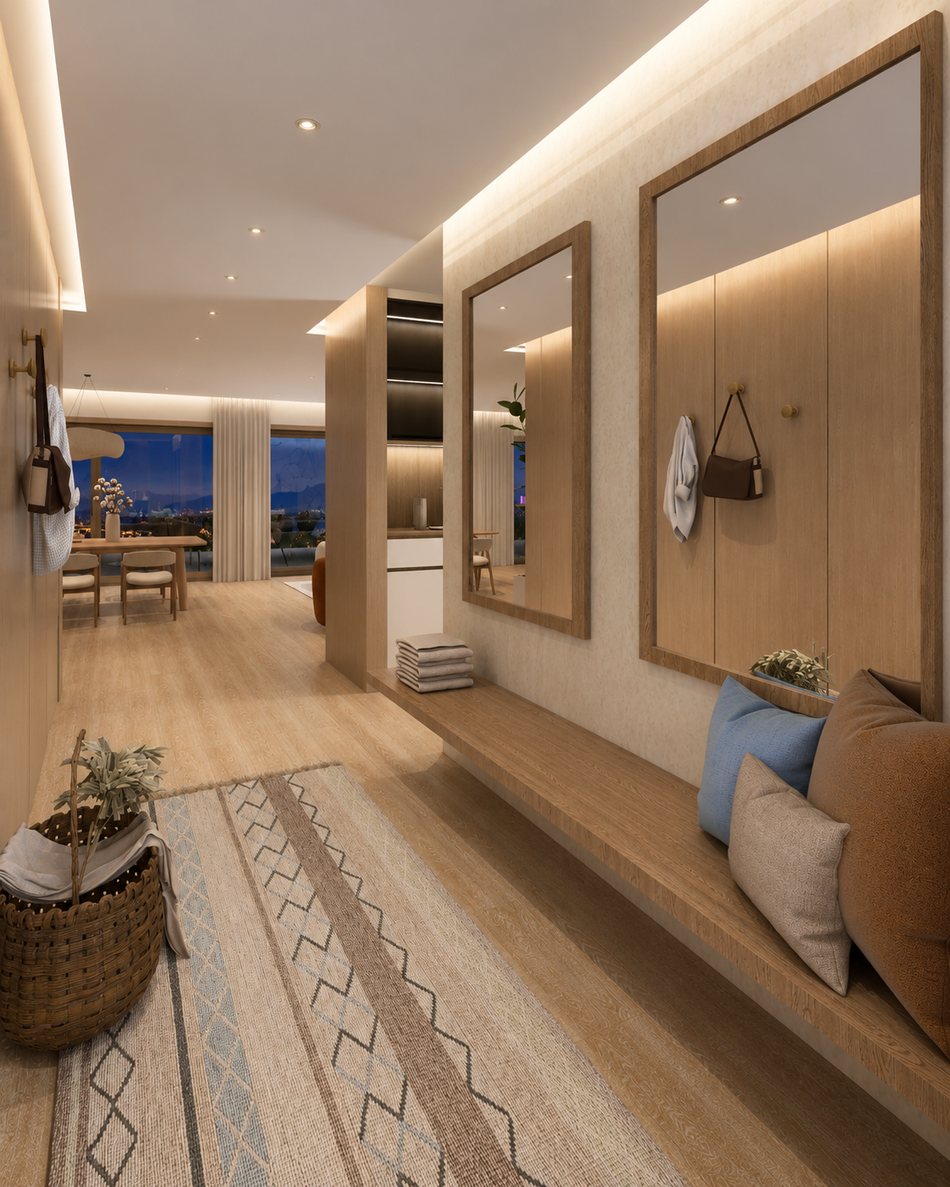 Entryway and hallway designed by Ebenhoch Studio
